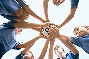 Boys Hands on Football Boys Hands on Football