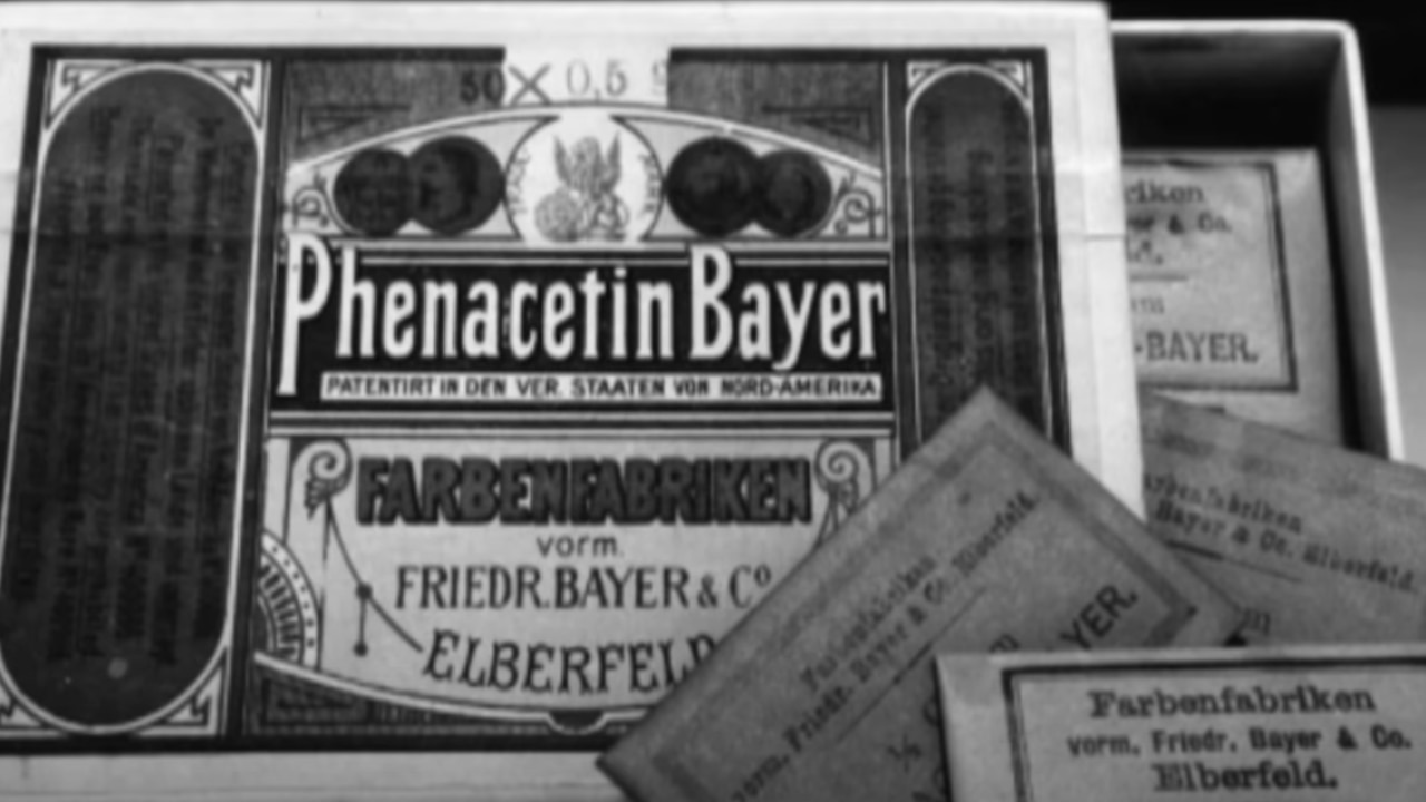 Historical photo of Bayer product packaging for Phenacetin